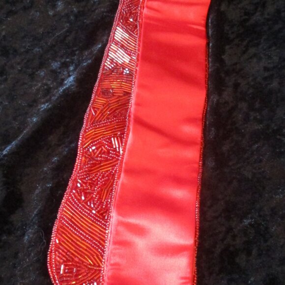 Vintage 1980's Red Sequined Beaded Belt - Picture 4 of 4